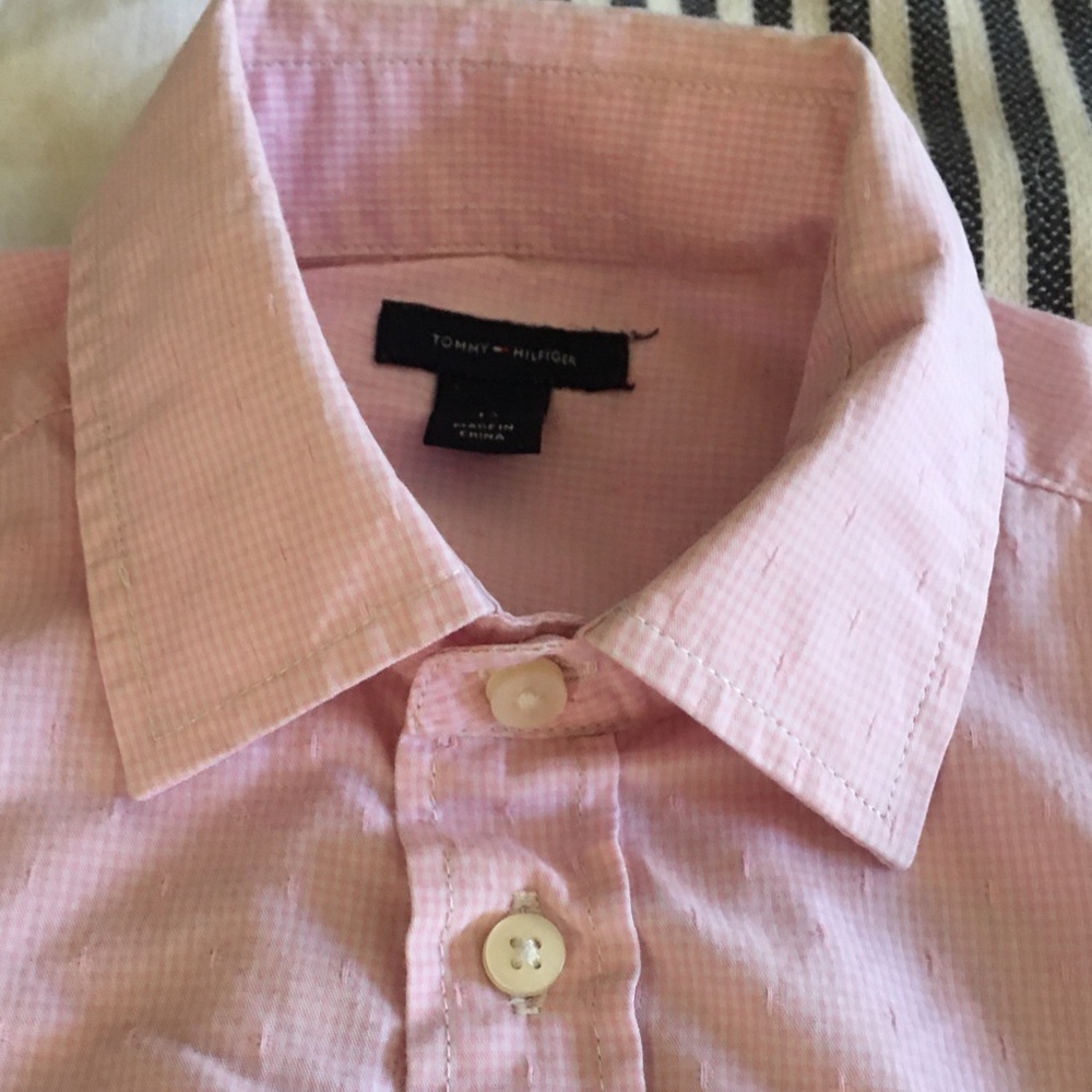 Tommy Hilfiger dress shirt subtle pink plaid sz 12